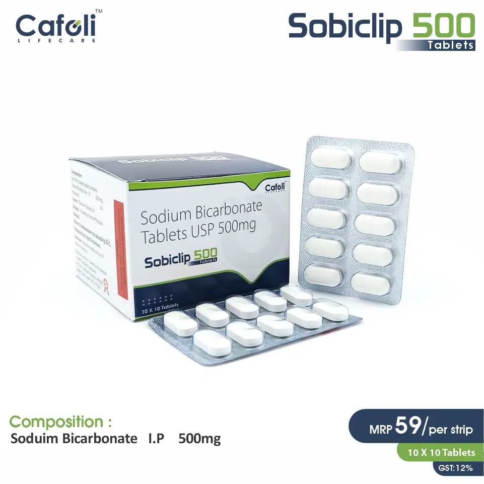 Sodium Bicarbonate 500mg Tablet at best price in PCD Pharma Franchise for Acidosis Treatment.